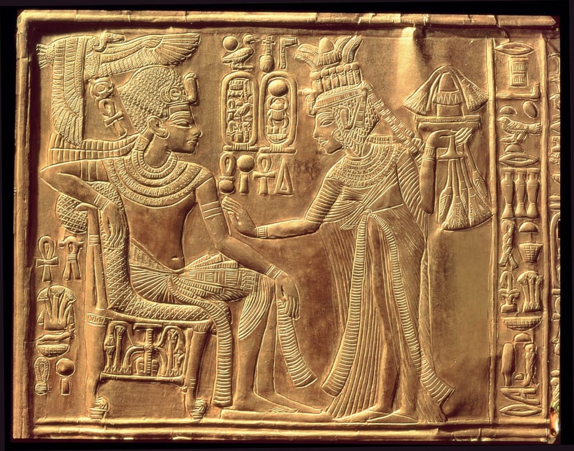 king-tutankhamun-and-queen-ankhesenamun-papyrus-painting-etsy