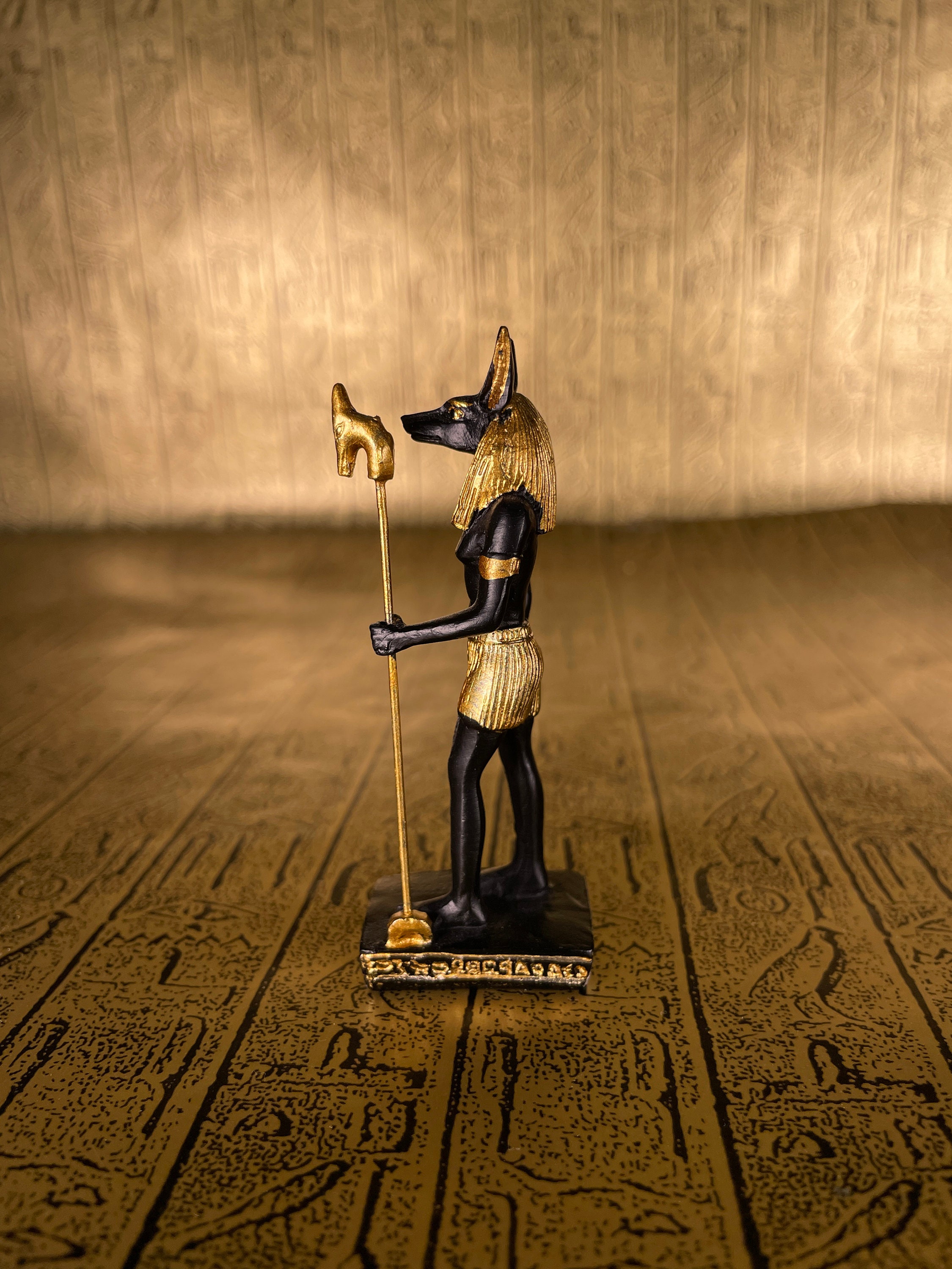 Vintage Anubis Standing Mini Statue Hand-painted Egyptian - Etsy