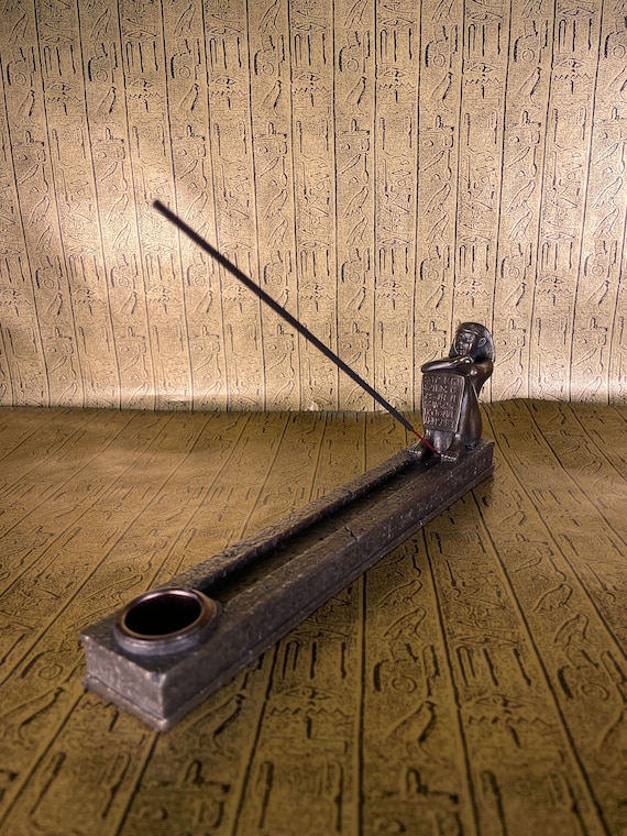 Vintage Horus Child Incense Burner - Ancient Egyptian God Horus as Human Child Incense Holder with Hieroglyphic Base