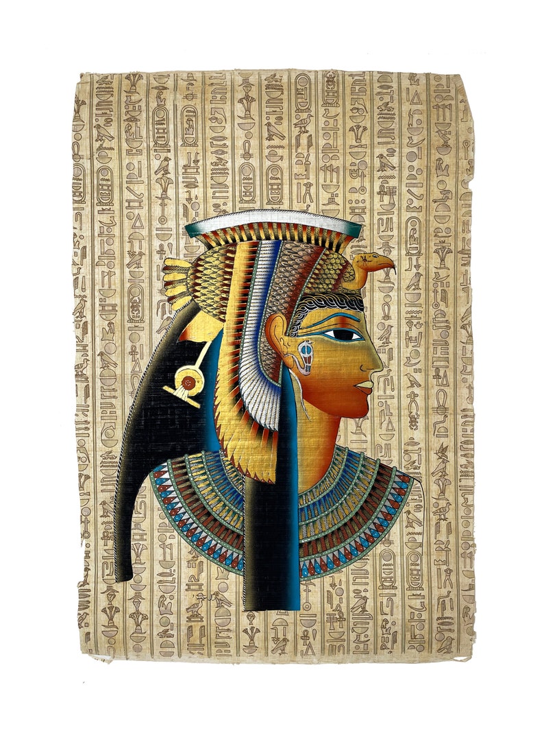 Cleopatra VII Papyrus Ancient Egyptian Queen Cleopatra Hand Made & Hand Painted in Egypt #8