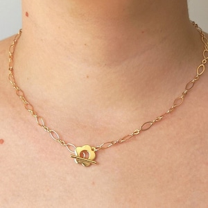 Gold daisy flower necklace, toggle T bar necklace 18k plated long short chain necklace gold statement layering necklace elegant gift for her