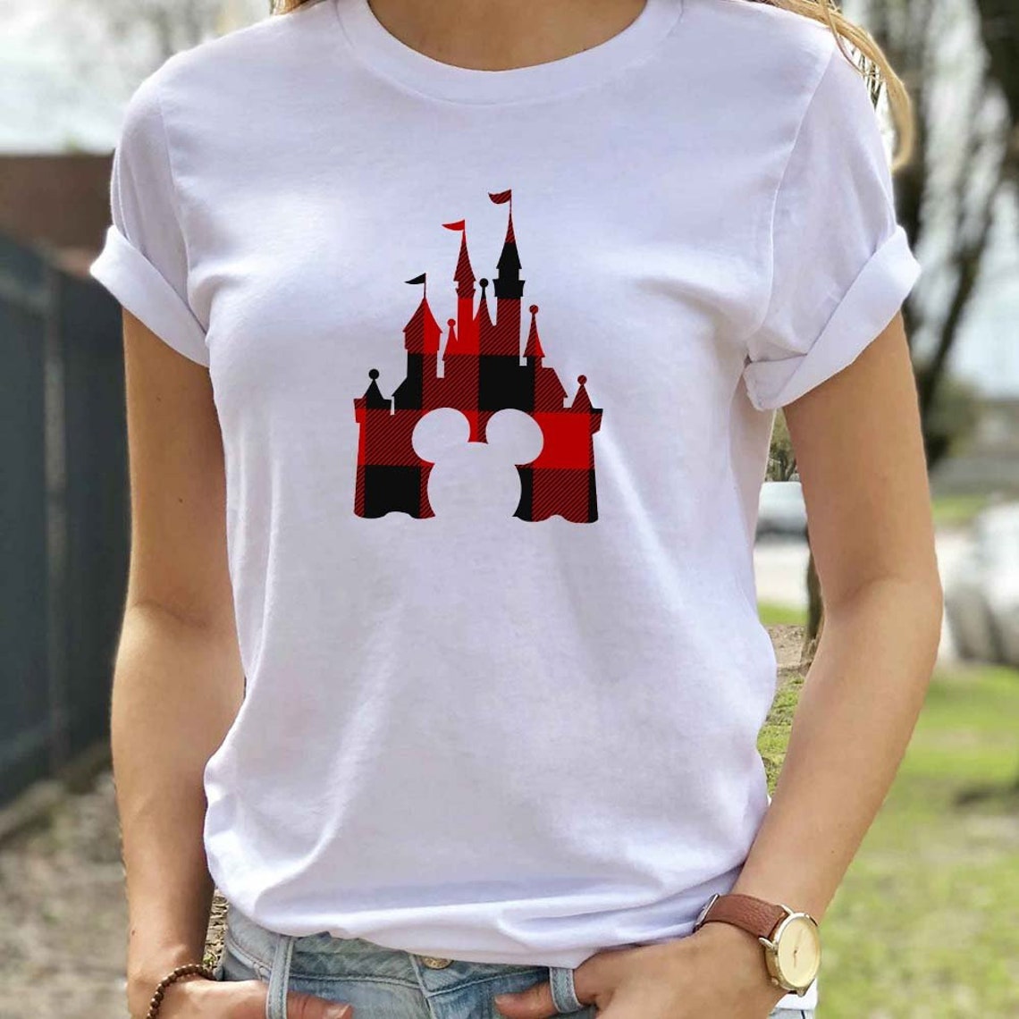 Disney Plaid Xmas Castle With Mickey Mouse Disneyland | Etsy