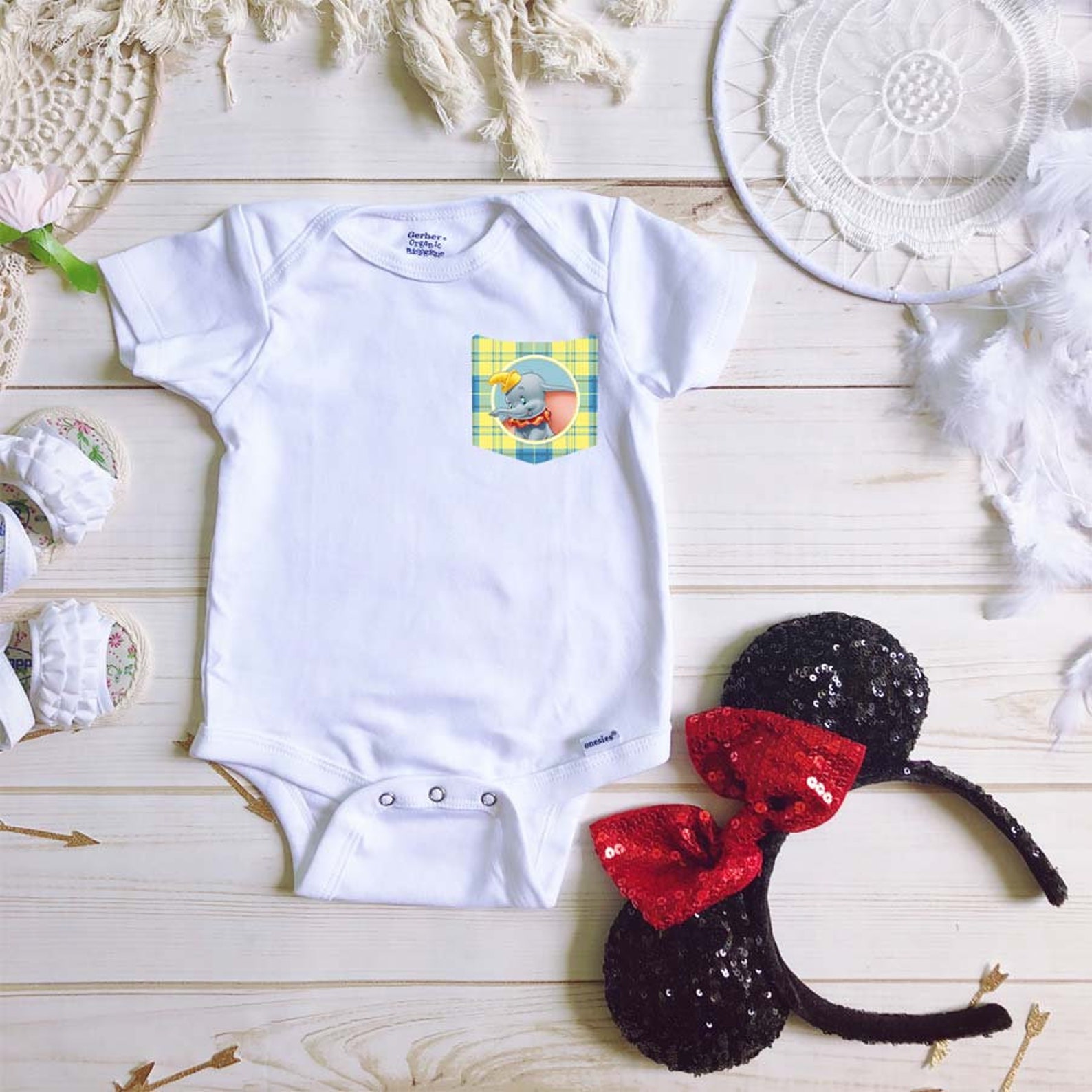 Disney Dumbo Pockettee Onesie® Dumbo Boho Baby Clothes Etsy