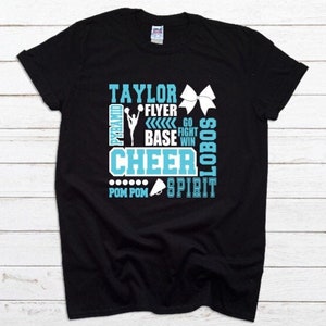 Cheer shirt, Personalized Cheer Shirt, Cheer Subway Art shirt, Cheer Team shirt, Fivesies Design