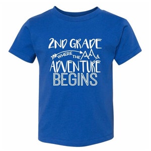 Where the Adventure Begin, 2nd Grade shirt, back to school shirts, grade level tshirts, teacher tees, Fivesies Designs