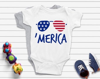 Tstars My First 4th of July Baby Boy Girl Outfit American Flag USA Baby Bodysuit