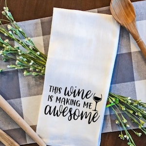 Wine Tea Towel, Tea Towels, Flour Sack Towel, Fivesies Designs