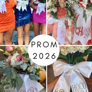 Personalized Monogram Satin Bouquet Ribbon: Prom, HOCO, Wedding