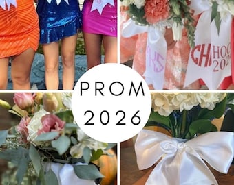 Personalized Monogram Satin Bouquet Ribbon: Prom, HOCO, Wedding