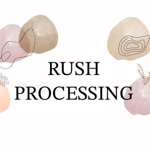 May include: Abstract graphic design with pink and brown shapes and the text "RUSH PROCESSING".