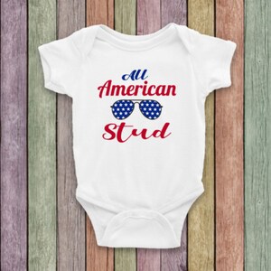 All American Stud creeper, baby bodysuit, baby gift, 4th of July, patriotic, Fivesies Designs