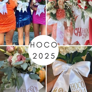 Personalized Monogram HOCO or Prom Bouquet Ribbon, HOCO flower bow, bow, HOCO 2025, wedding bouquet, satin ribbon, Fivesies Designs