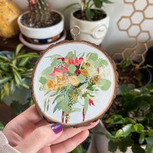 Unique Floral Preservation Gift | Custom Wood Slice Ornament for Any Occasion Bridal Keepsake Hand Painted