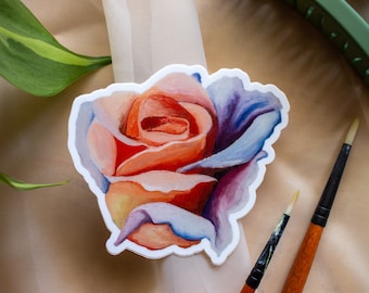 Rose Sticker, Floral Sticker, Flower Design, Colorful Rose, Waterproof, Vinyl,