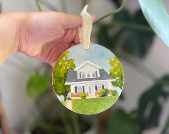Custom Wood Ornaments | Childhood & New Home Portraits | Realtor Gift | Housewarming Closing Gift | Hand-Painted Decor