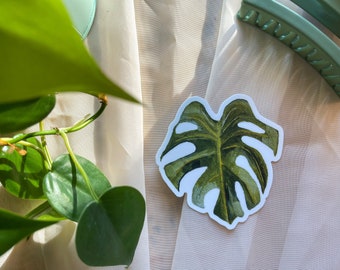 Monstera Plant Leaf Sticker, Indoor Plant Sticker, Green leaf, Waterproof, Vinyl, Die Cut Sticker, Laptop Sticker, plant lover gift