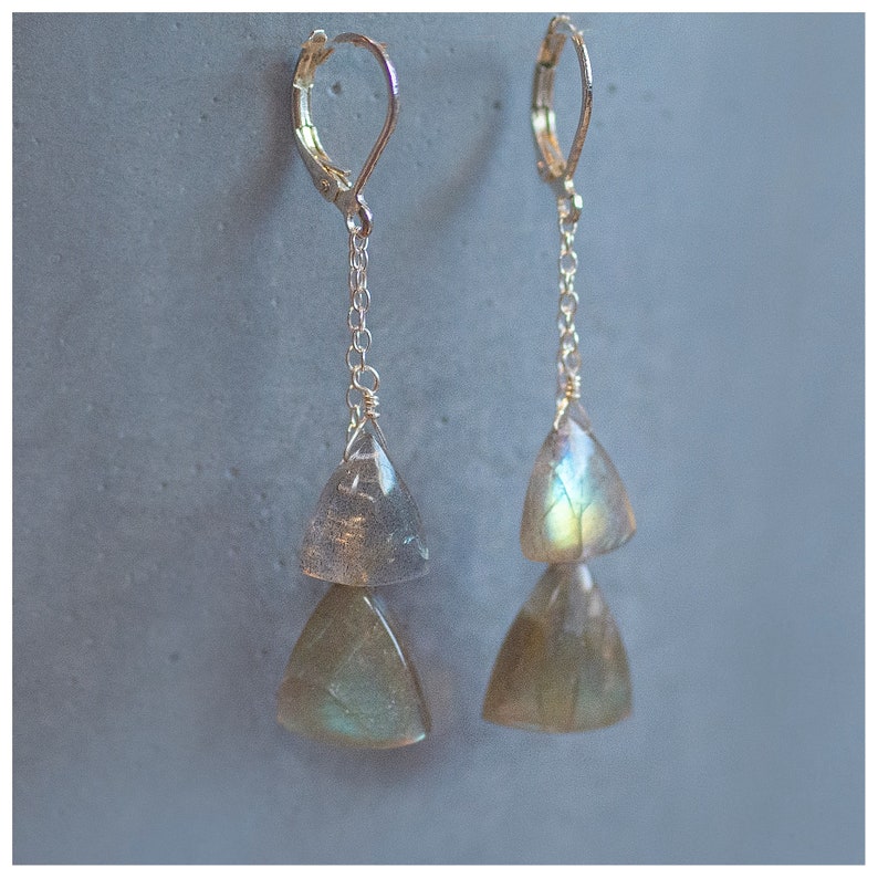 Sterling Silver Drop Earrings Gemstone Dangle Earrings Labradorite Earrings