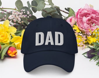 Embroidered Dad Hat, Blue Cotton Twill Cap