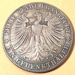 1863 German Imperial Eagle Frankfurt Non Silver Souvenir Metal Round Art Medal Token 33mm