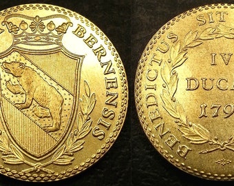 1796 Schweiz Kantone Bern 4 Dukat Schweizer Bär & Schild Gold ton Messing Geschenk Medaille Token Souvenir Münze