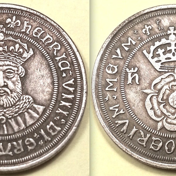 English King Henry VIII 1509-1547 Tudor Great Britain Silver Tone Souvenir Coin Token!