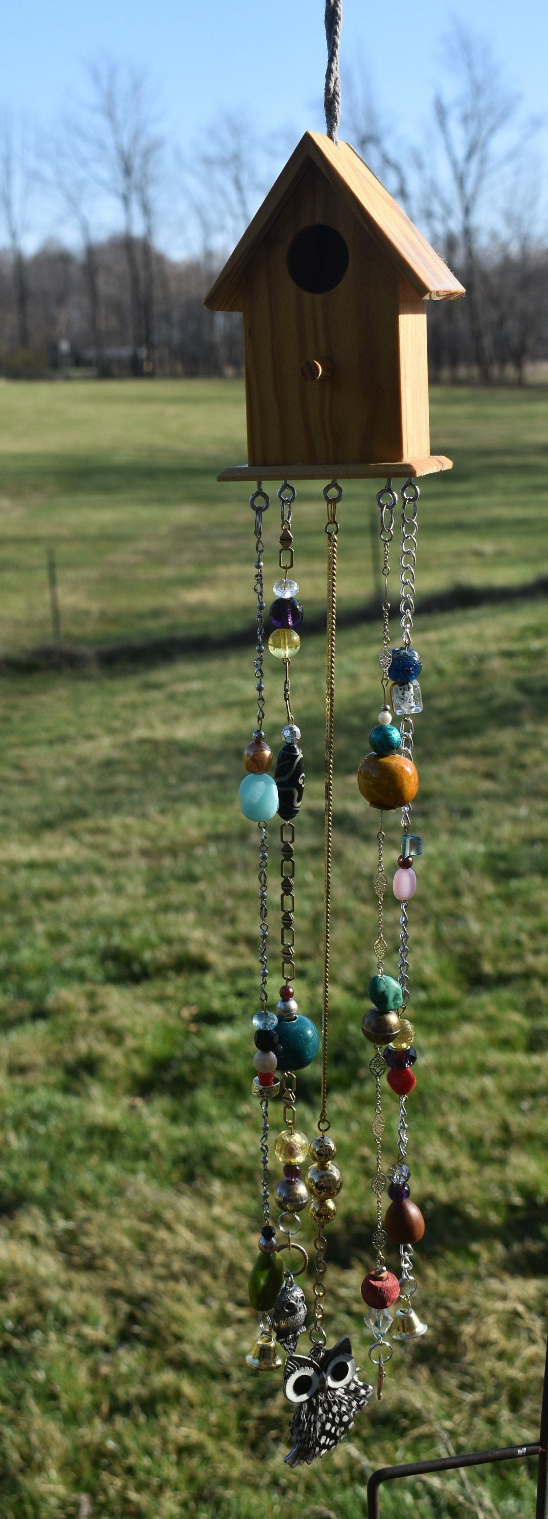 BirdHouse Windchime/Upcycled/Suncatcher/BoHo/Ceiling Etsy
