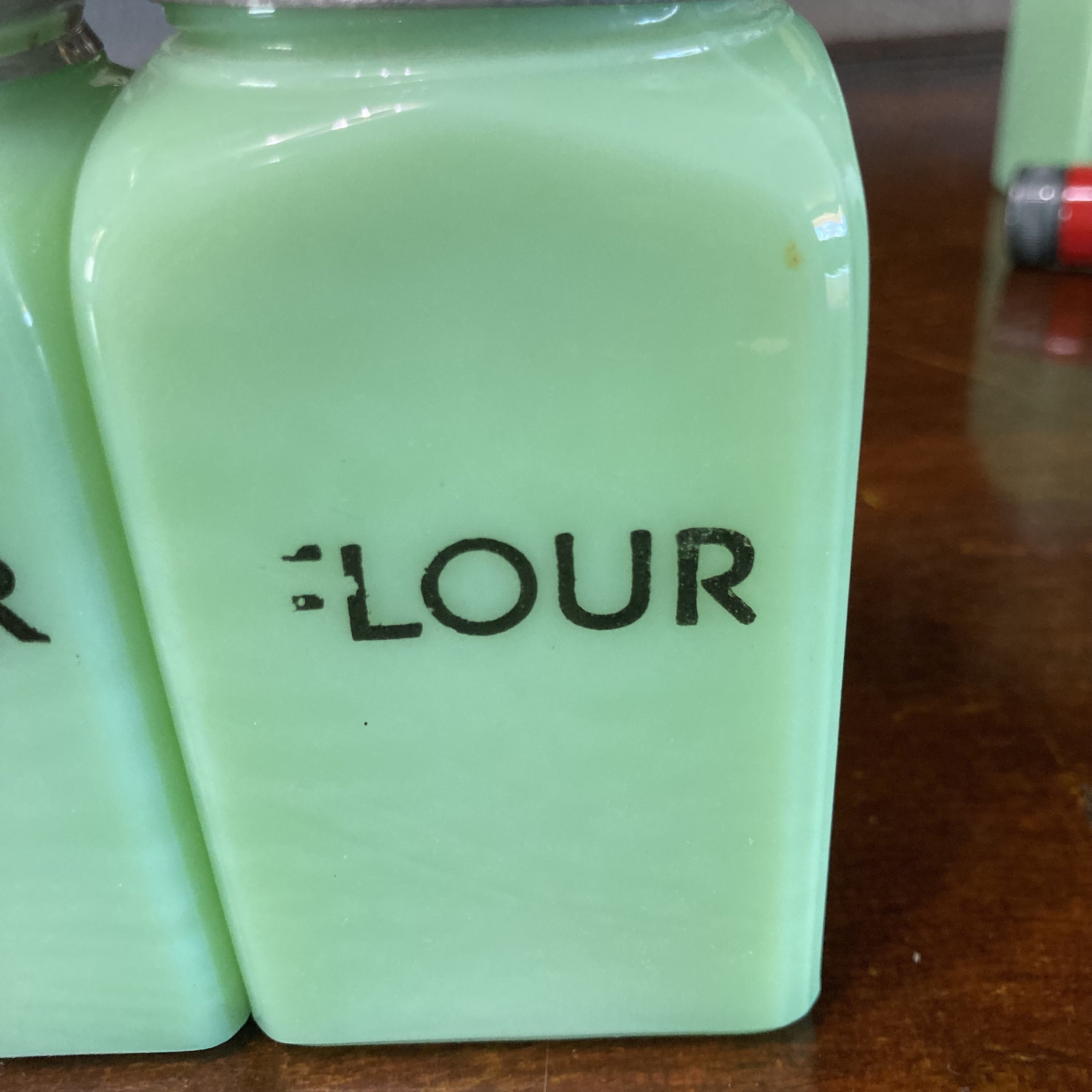 Mckee JADITE Jadeite Square Range Salt Pepper Flour Sugar Shakers High