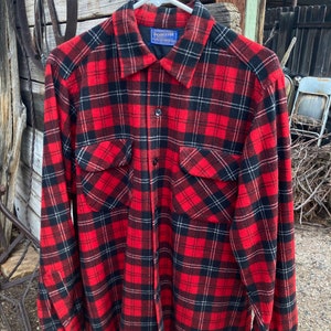 Vtg 60s 1962 Pendleton Red Loop Collar Flap Bolsillos Surfer Board Camisa Med USA