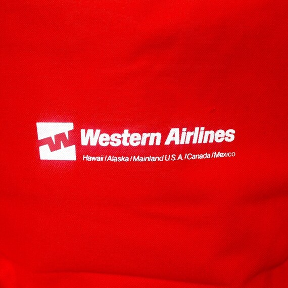 VTG 80s Western Airlines Carry On Vinyl Tote Red … - image 8