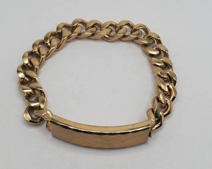VINTAGE SPEIDEL ID Bracelet Heavy Gold Tone Curb Chain Etsy