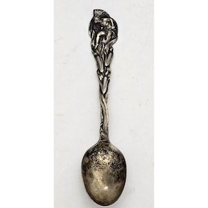 ANTIQUE STERLING SILVER Indian Chief Souvenir Spoon S.S.M.C 925 Collectible Memorabilia