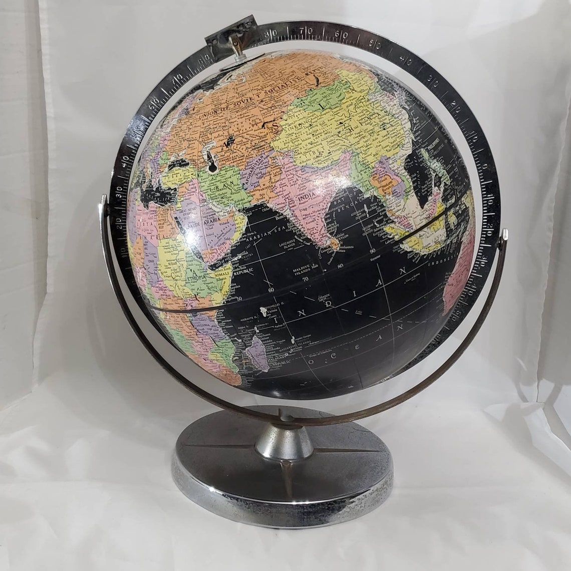 VINTAGE BLACK WORLD Globe Replogle Globe Mid Century Modern - Etsy