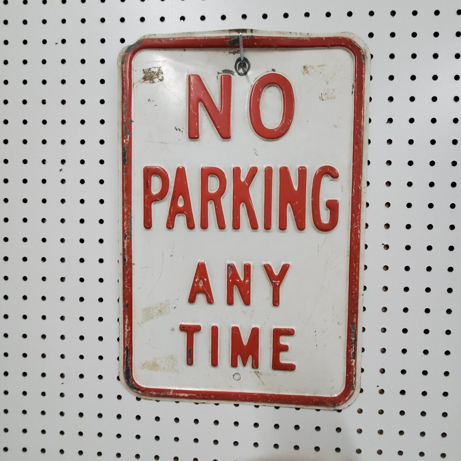 VINTAGE NO PARKING Anytime Embossed Metal Sign Collectible Street