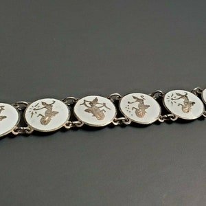 VINTAGE BRACELET STERLING Silver White Siam Antique Estate Jewlery White Enamel