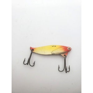 VINTAGE FISHING HEDDON Sonar 433 Lure Metal Yellow Red Fishing Lure Collectible Memorabilia