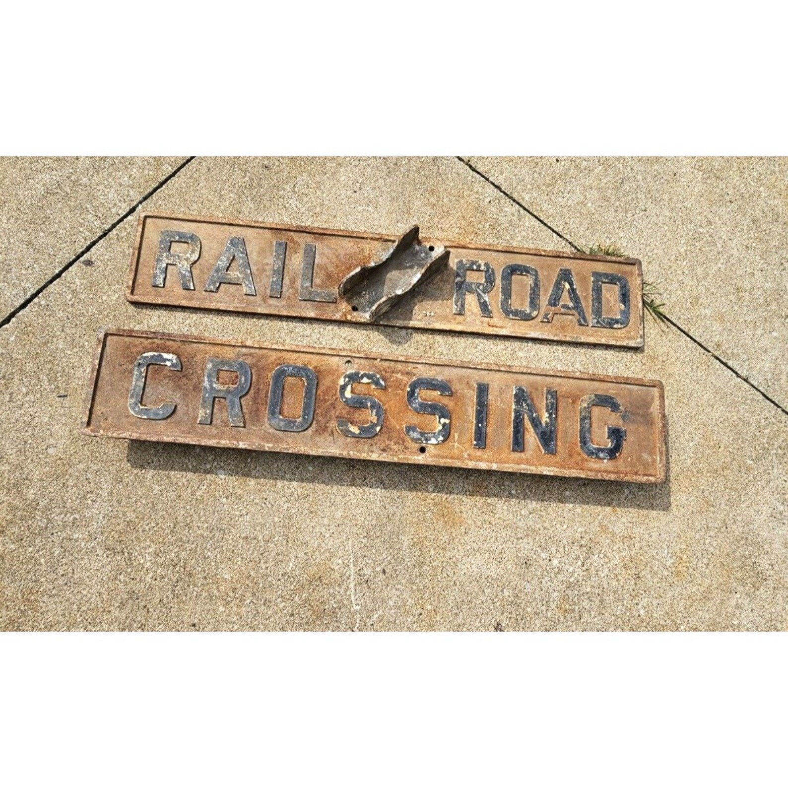 RARE CAST IRON Railroad Crossing Sign Double Sided Collectible Etsy