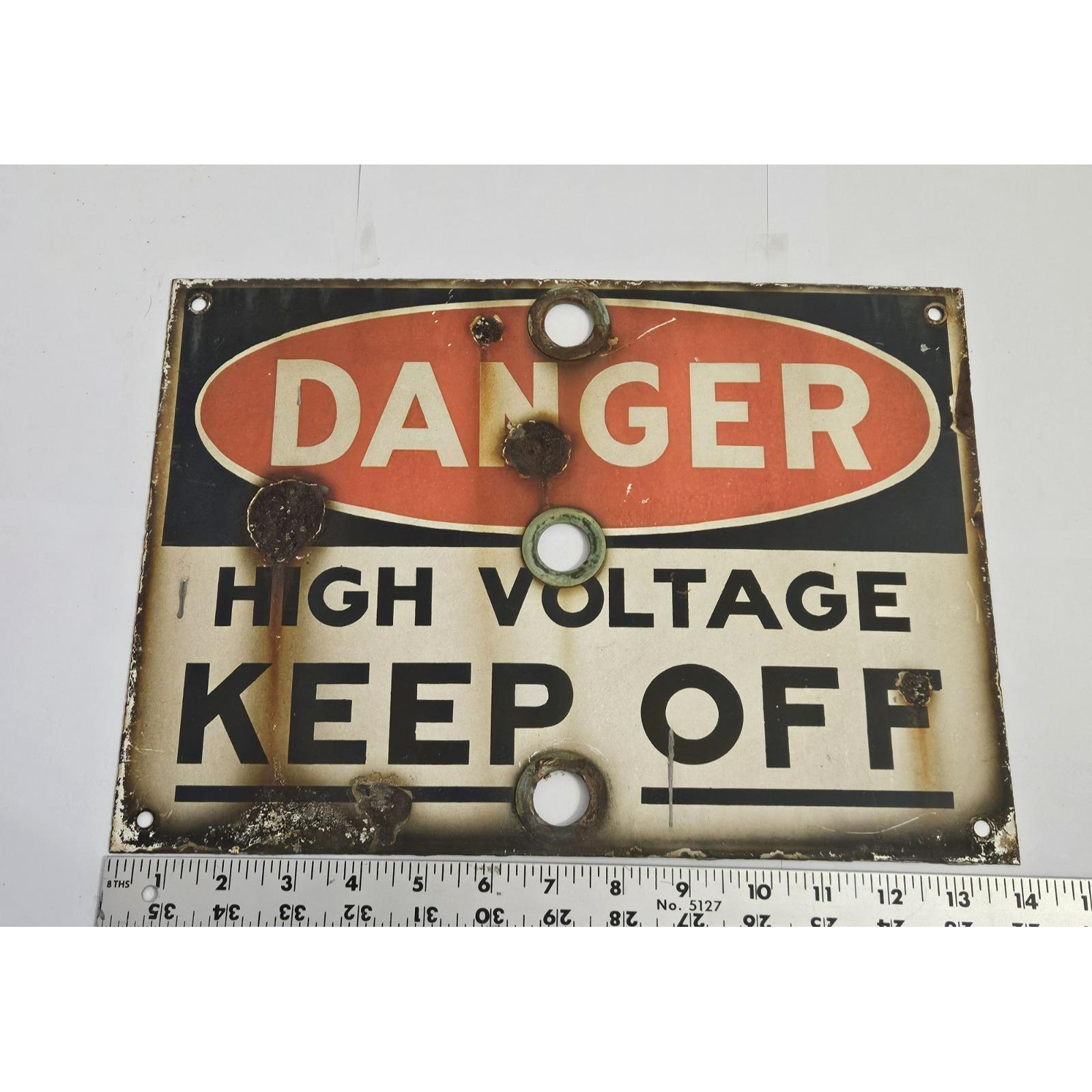 VINTAGE PORCELAIN SIGN Danger High Voltage Keep off Original Sign ...