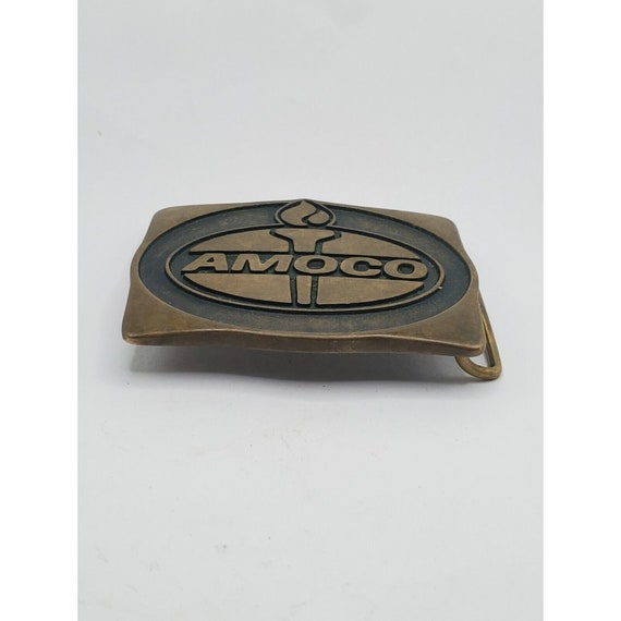 ANTIQUE AMOCO BELT Buckle Solid Brass Gas & Oil S… - image 8