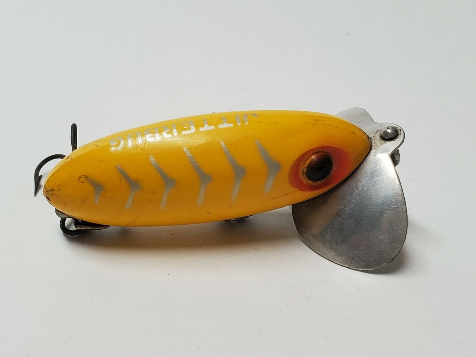 VINTAGE JITTERBUG YELLOW Fishing Lure by Fred Arbogast Akron Ohio