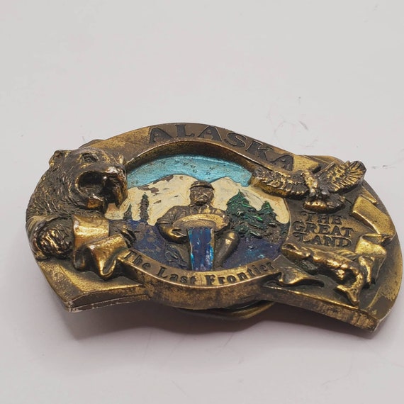 VINTAGE ALASKA THE Last Frontier Belt Buckle 3D Be