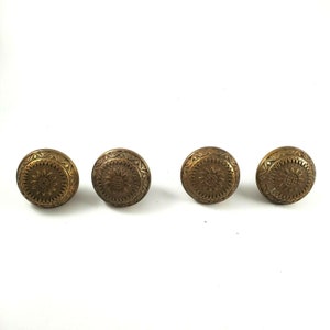 VINTAGE VICTORIAN Brass Door Knobs 2 Pairs Collectible Architectural Hardware Original Door Knobs 1890&#39;s