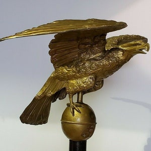 RARE VINTAGE EAGLE Weathervane J. W. Fiske Gilt Copper Zine Head & Claws Collectible Weathervane