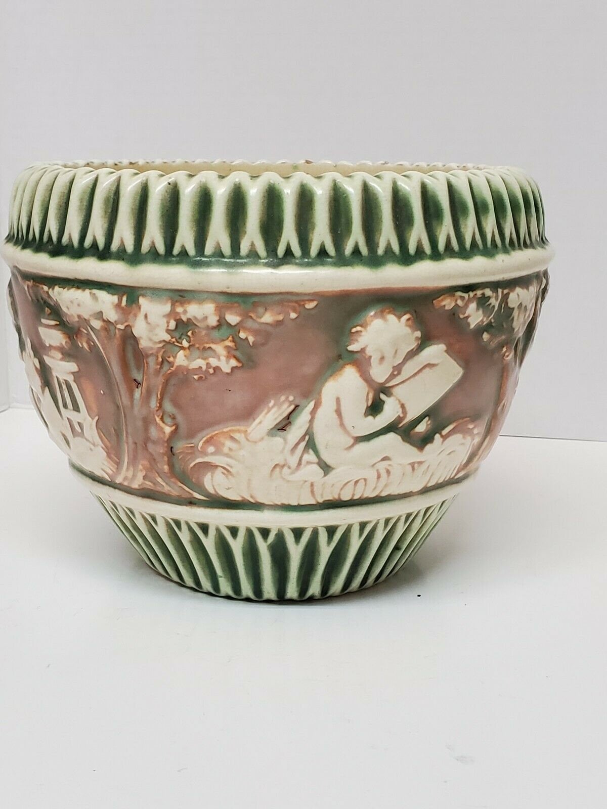 VINTAGE ROSEVILLE POTTERY Donatello Cherub Jardiniere Planter - Etsy.de