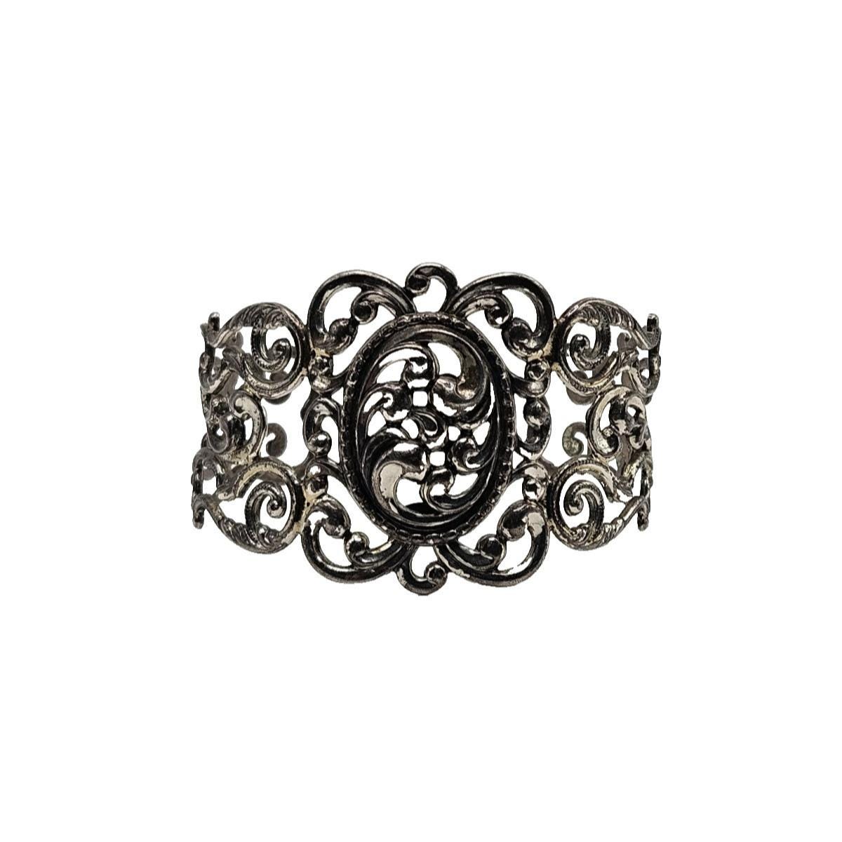 Vintage STERLING BRACELET DANECRAFT Silver Repousse Scrolling Cuff Signed Fine Estate Jewelry