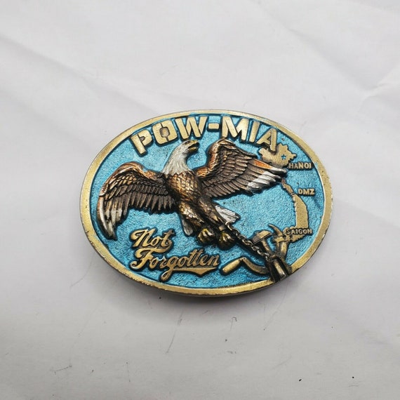 VINTAGE POW-MIA Eagle Belt Buckle The Great Ameri… - image 1