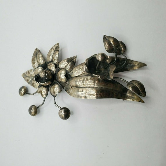 VINTAGE STERLING  Art Nouveau Large Brooch Pin Ma… - image 2