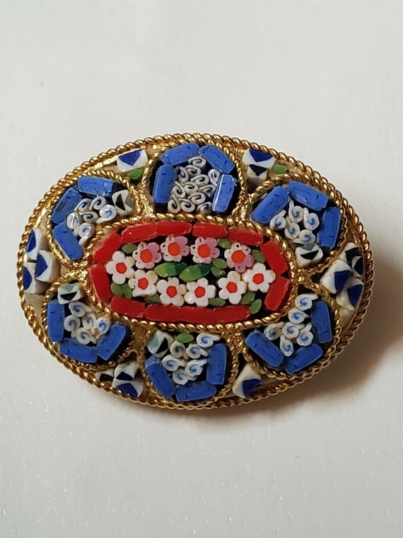 VINTAGE MOSAIC BROOCH Pin Antique Collectible Wed… - image 1
