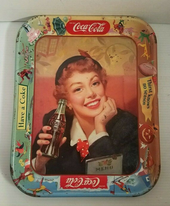 VINTAGE COCA COLA Tray Collectible Metal Serving Coke Tray Cola