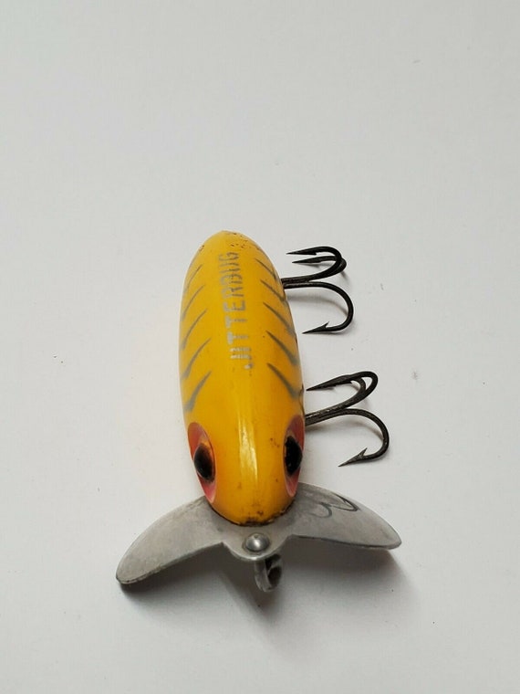 VINTAGE JITTERBUG YELLOW Fishing Lure by Fred Arbogast Akron Ohio  Collectible Antique Fishing Lure -  Sweden