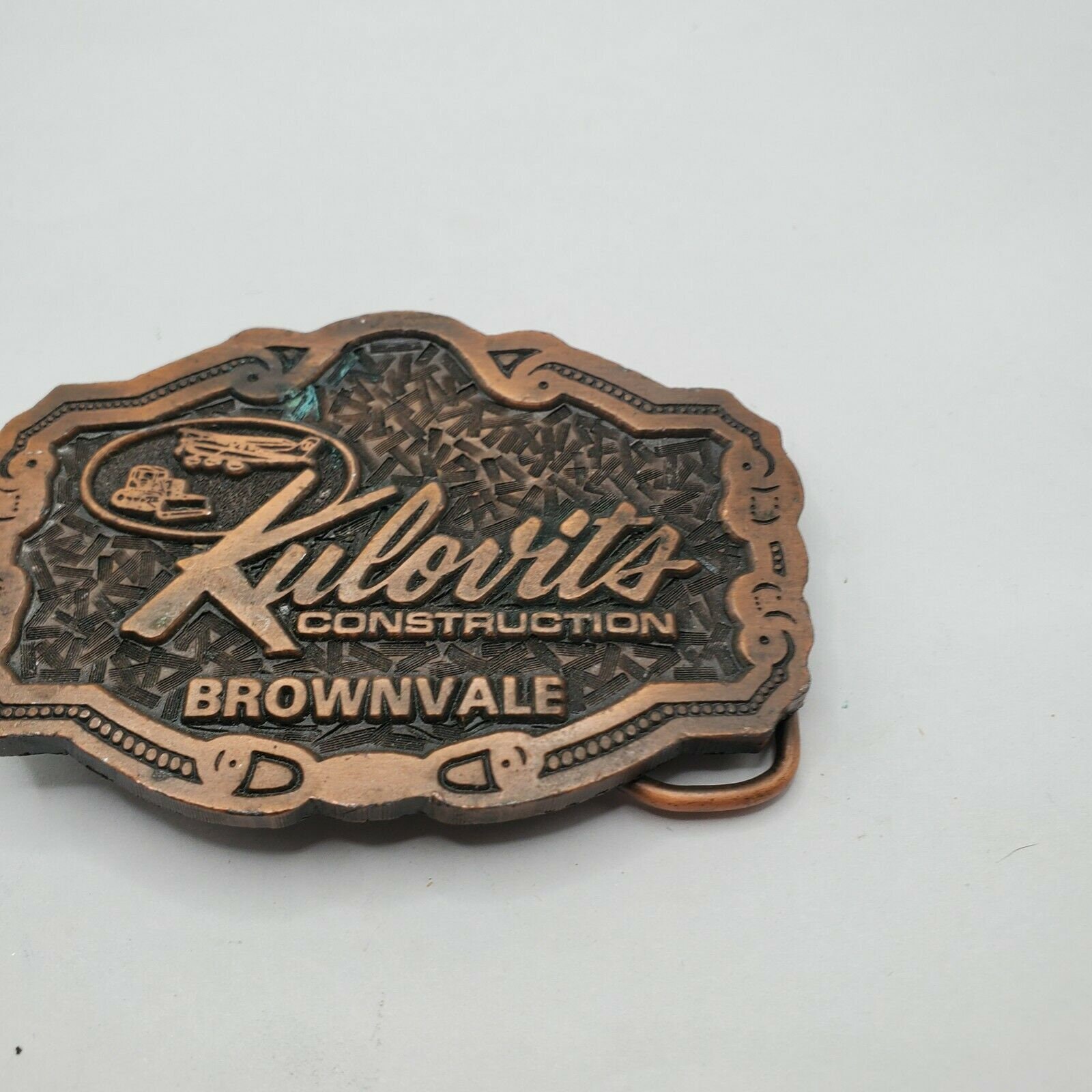 VINTAGE KULOVITS CONSTRUCTION Brownvale Belt Buckle Collectible Vintage ...
